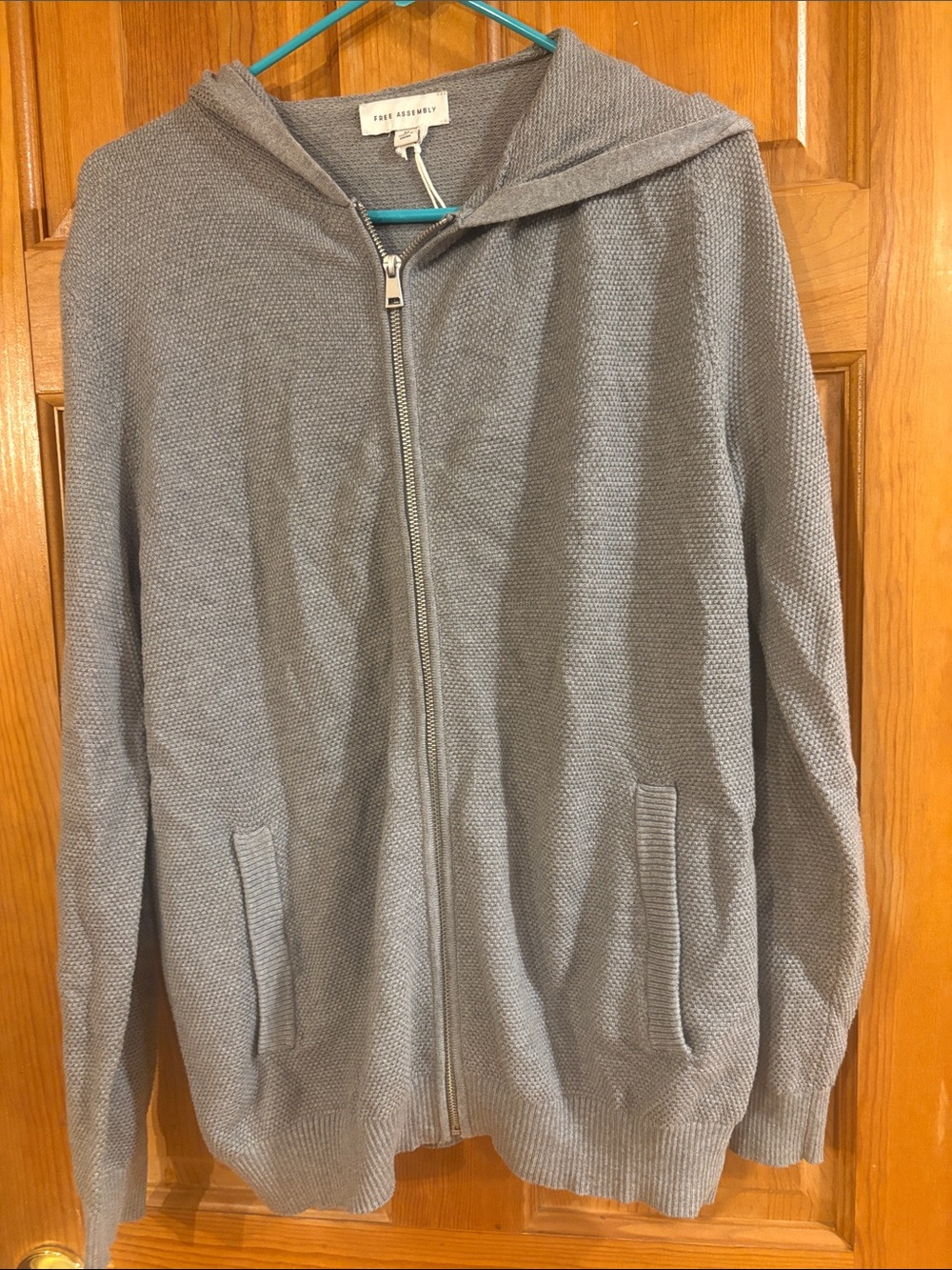 Light Gray Knit Zip Hoodie